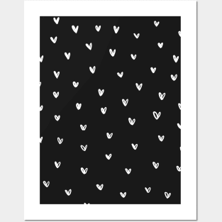 white minimalist hearts Posters and Art